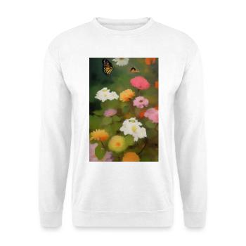 Blumen und Schmetterling - Unisex Pullover - Weiß - Vorne