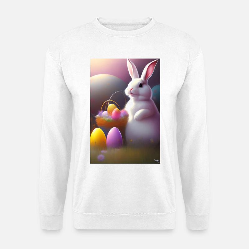 Osterhase mit Oster Eier - Unisex Pullover - Weiß