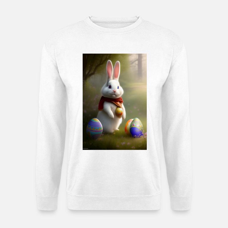 Osterhase mit Oster Eier - Unisex Pullover - Weiß