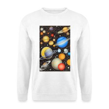 Weltall und Planeten - Unisex Pullover - Weiß - Vorne
