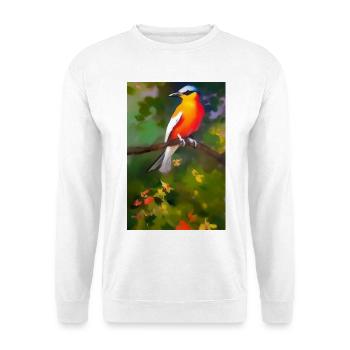 Oiseau sur branche avec des fleurs colorées - Sweat-shirt Unisexe - blanc - Devant