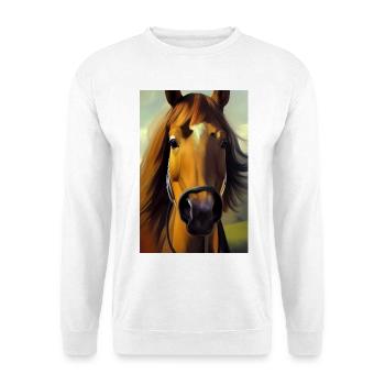 Peinture à l’huile de tête de cheval - Sweat-shirt Unisexe - blanc - Devant