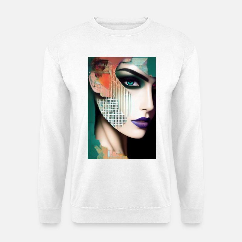Abstrakte Gesichts Kunst - Unisex Pullover - Weiß