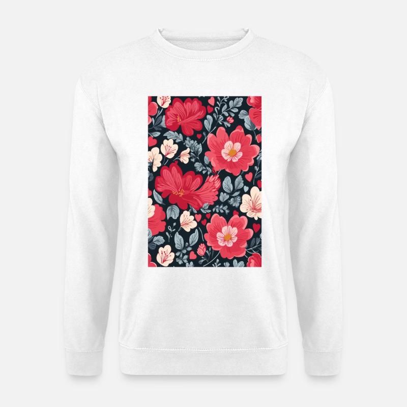 Blumen Muster - Unisex Pullover - Weiß