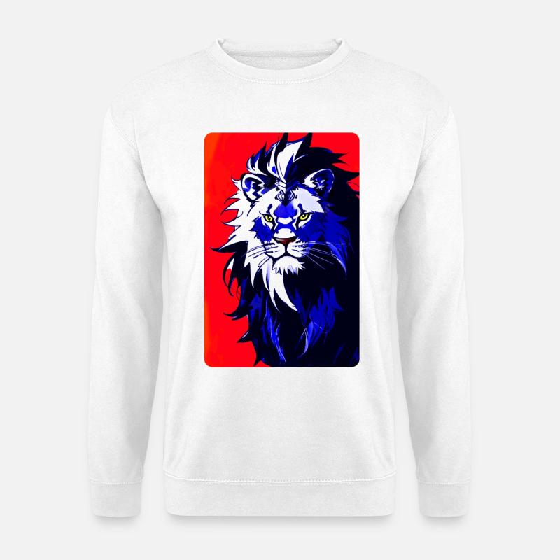 Blauer Löwe (Design 2) - Unisex Pullover - Weiß