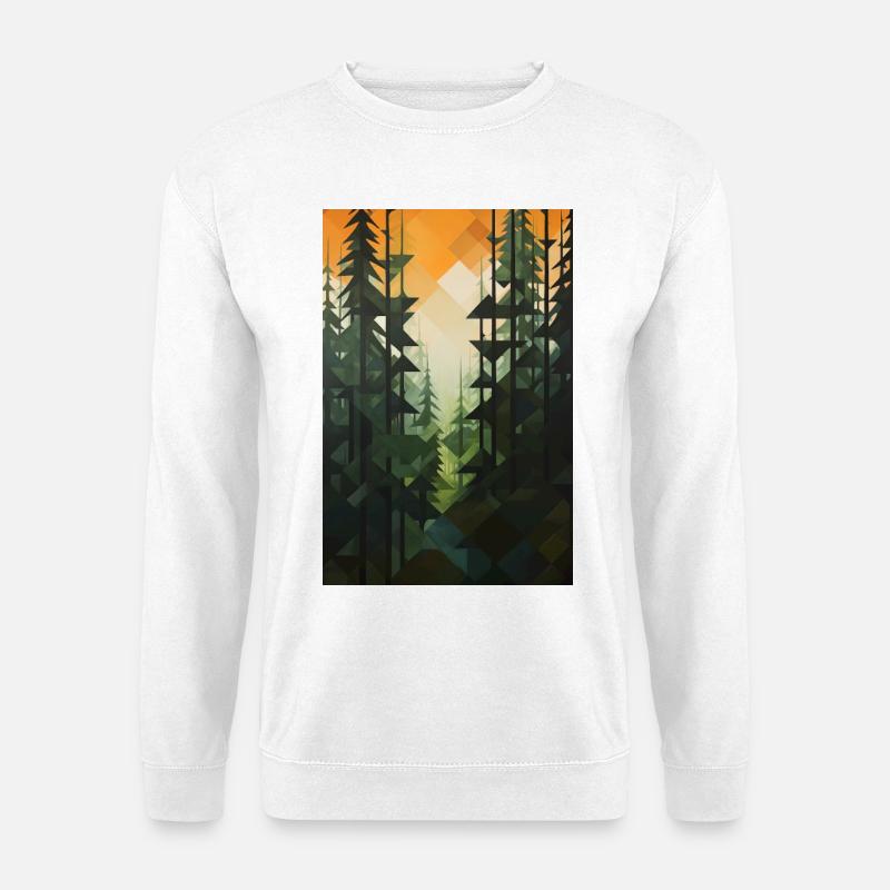 Waldlandschaft im geometrischen Stil - Unisex Pullover - Weiß