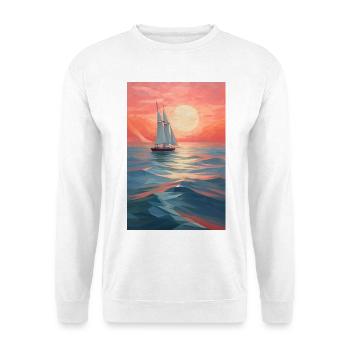 Maritime Landschaft im geometrischen Stil - Unisex Pullover - Weiß - Vorne