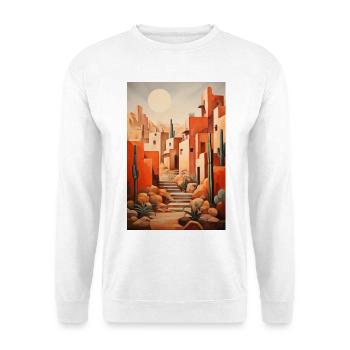 Wüstenlandschaft, Wüstendorf - Unisex Pullover - Weiß - Vorne - Alina (178cm) & Michal (187cm)
