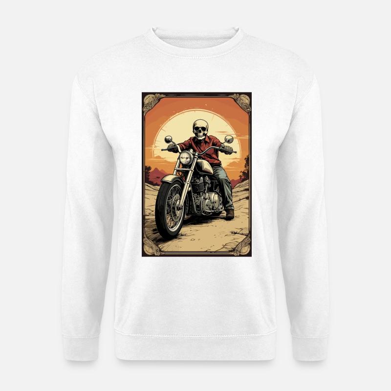 Skull Biker - Unisex Pullover - Weiß