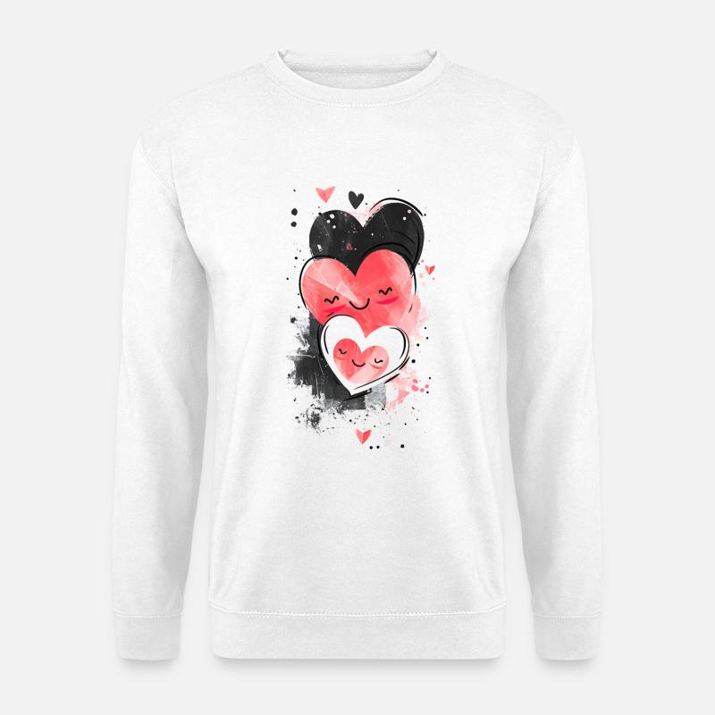 Drei glückliche Herzgesichter | Niedlich und zufrieden. - Unisex Pullover - Weiß