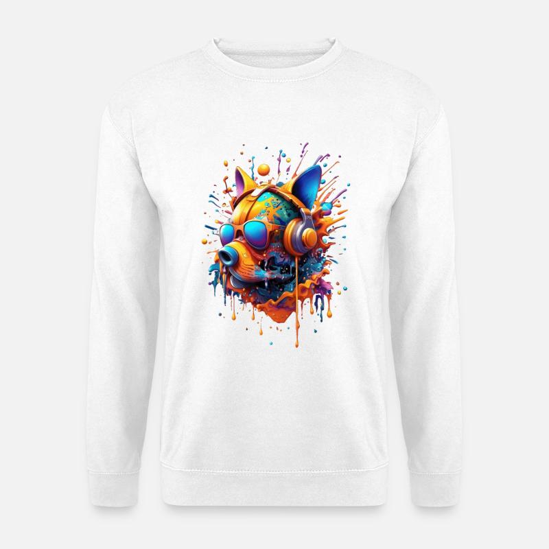 Stilisierter futuristischer Hundekopf Molosser Typ - Unisex Pullover - Weiß