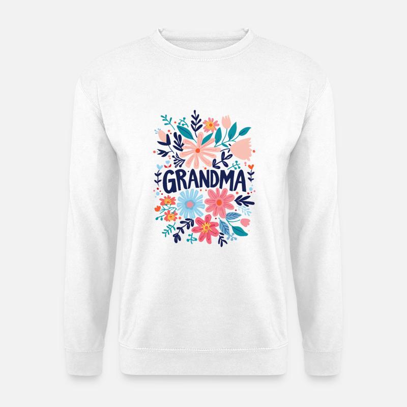 Oma Doodle Text mit bunten Blumen - Oma - Unisex Pullover - Weiß