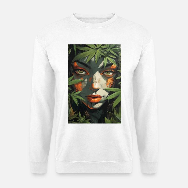 Leaf face in jungle light - Unisex Sweatshirt - white