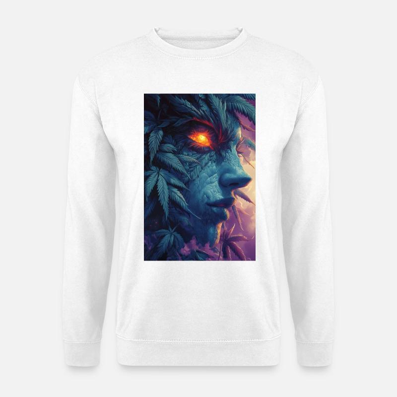 Visage de feuille avec œil de feu - Sweat-shirt Unisexe - blanc