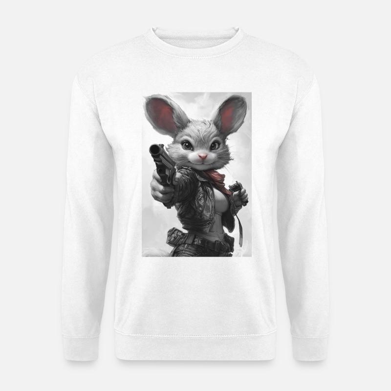 Action bunny in leather jacket - Unisex Sweatshirt - white