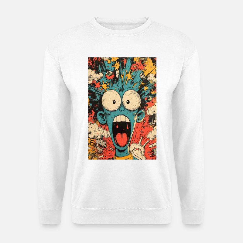 Blauer Monster im Chaostornado - Unisex Pullover - Weiß