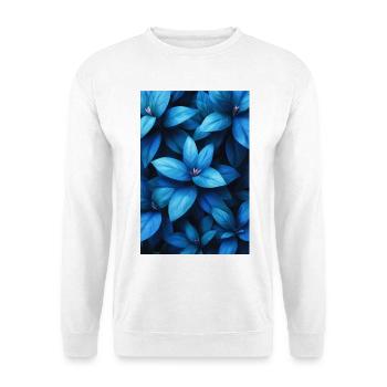 Tissage feuillu bleu cobalt - Sweat-shirt Unisexe - blanc - Devant