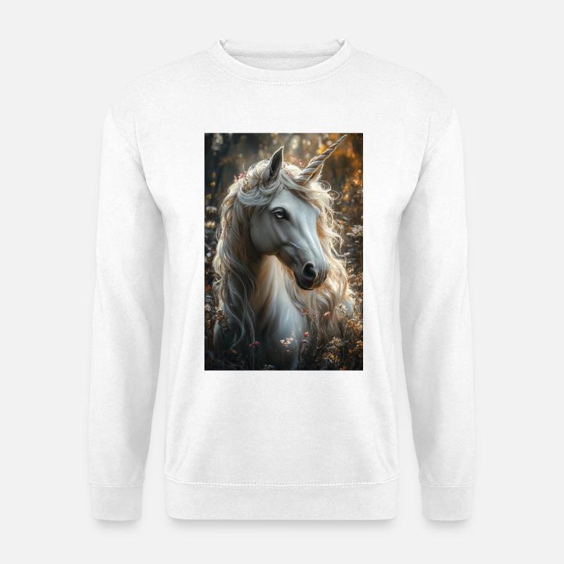 Märchen-Unicorn im Herbstlicht - Unisex Pullover - Weiß
