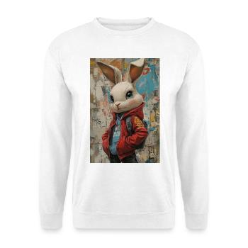 Häschen im Graffiti-Jacke - Unisex Pullover - Weiß - Vorne