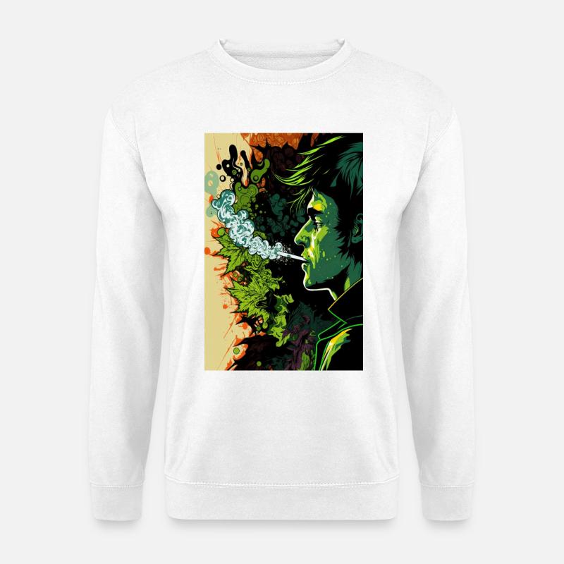 Grünes Psychedelic-Gesicht - Unisex Pullover - Weiß