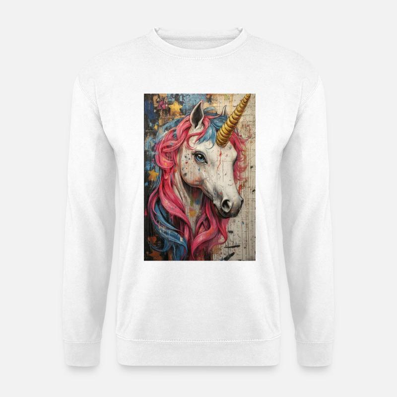 Einhorn Graffiti Neonfarben - Unisex Pullover - Weiß