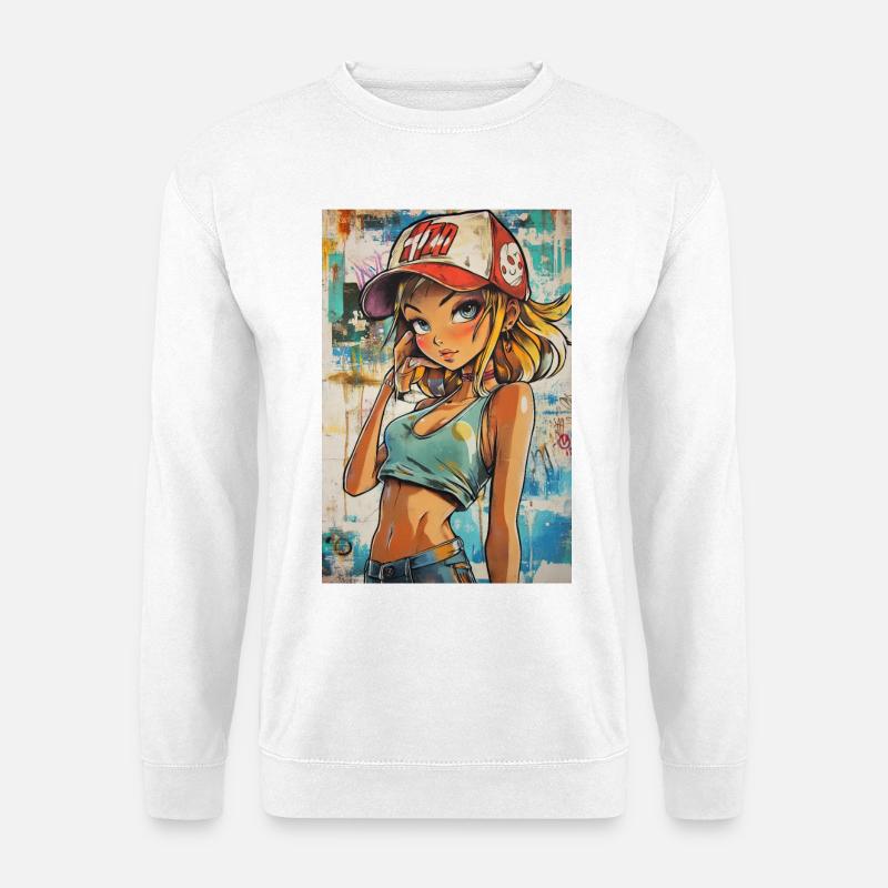 Graffiti Animegirl - Unisex Pullover - Weiß
