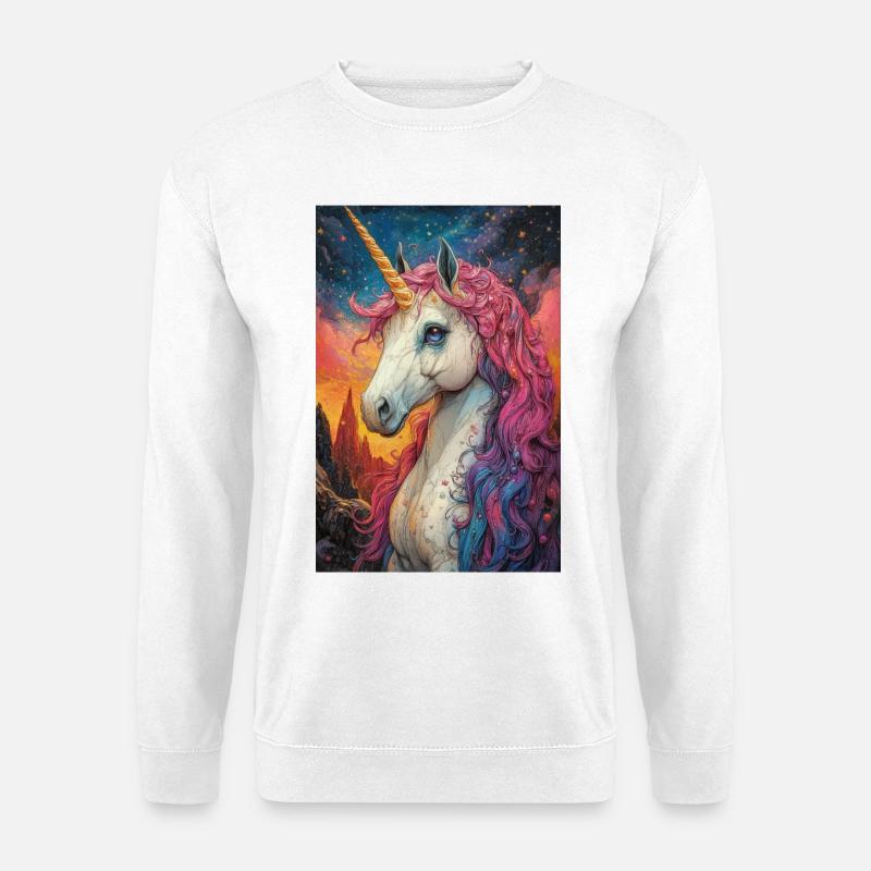 Sternenfeuer Regenbogen Einhorn - Unisex Pullover - Weiß