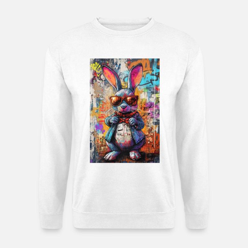Bunter Graffiti Hase Sonnenbrille - Unisex Pullover - Weiß