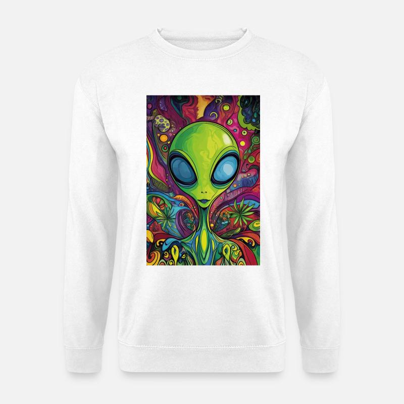 Psychedelic Alien Neon Rush - Unisex Sweatshirt - white