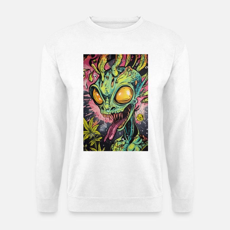 Psychedelic Alien Neon Graffiti - Unisex Sweatshirt - white