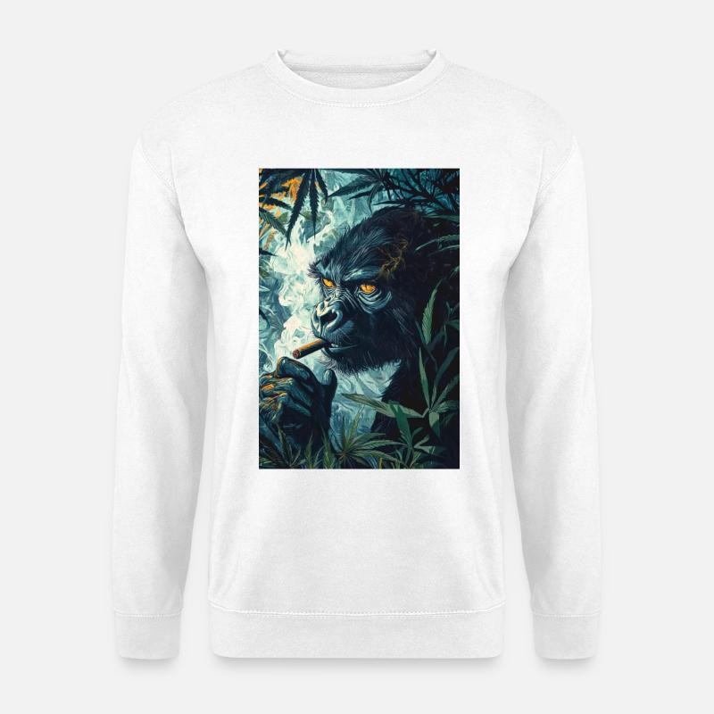 Jungle gorilla with cigarette smoke - Unisex Sweatshirt - white