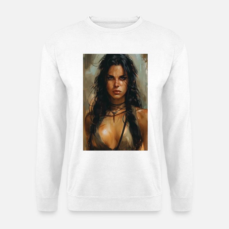 Poster Illustration Kriegerin - Unisex Pullover - Weiß