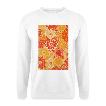 Vintage Blumenmuster - Unisex Pullover - Weiß - Vorne - Alina (178cm) & Michal (187cm)