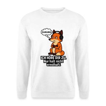 Fox with headphones – I'm listening - Unisex Sweatshirt - white - Front