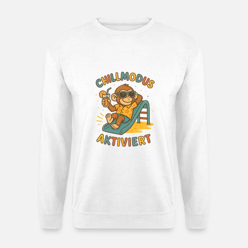 Chillmodus Aktiviert Affe - Unisex Pullover - Weiß