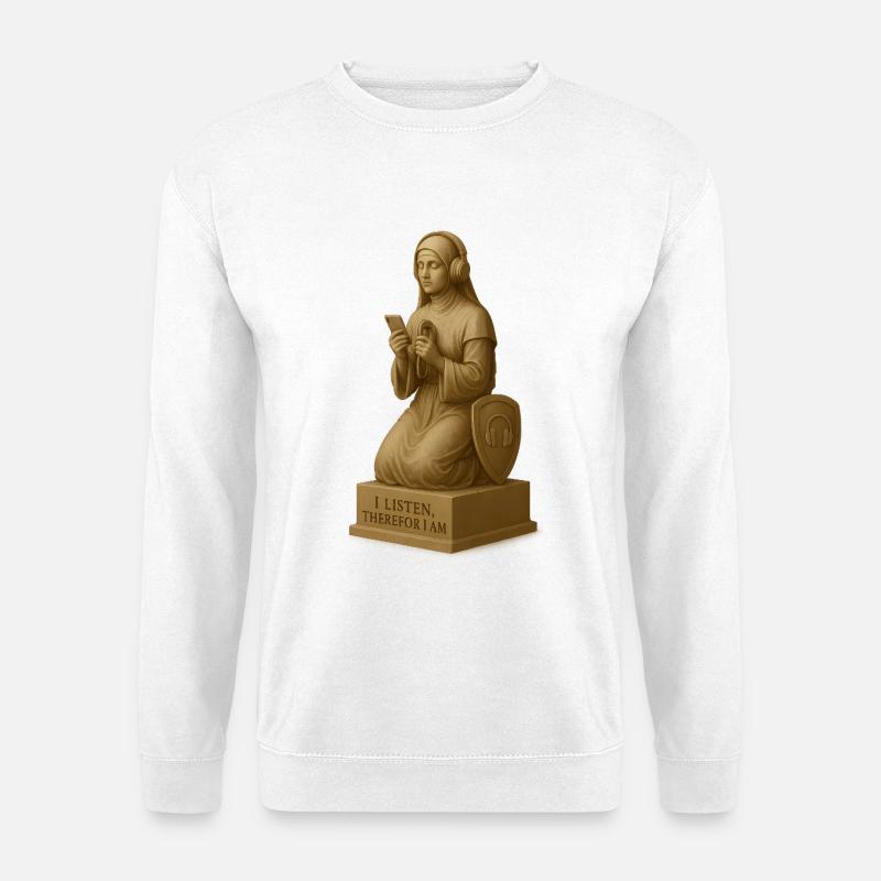 Meditative Hörergeist Skulptur - Unisex Pullover - Weiß