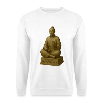 Meditativer Mönch mit Smartphone - Unisex Pullover - Weiß - Vorne