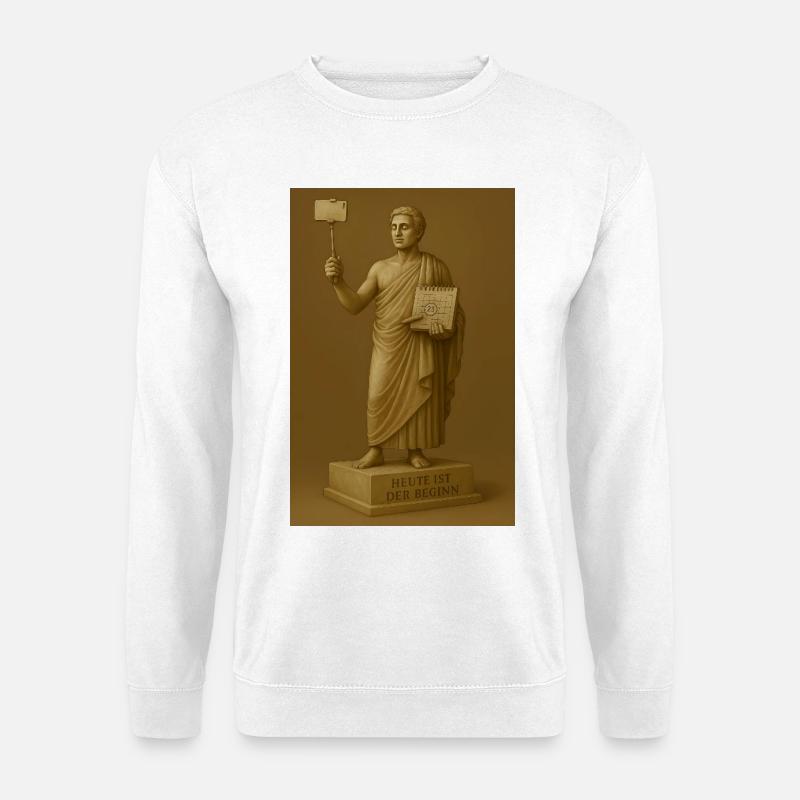 Modern statue with smartphone and calendar - Unisex Sweatshirt - white