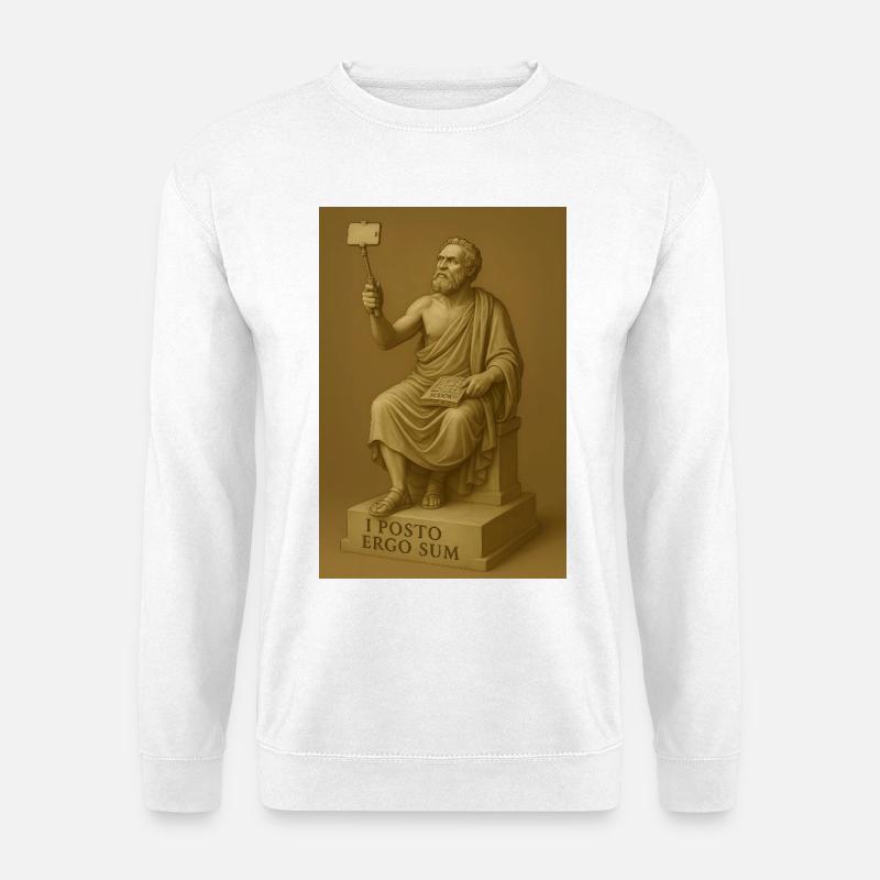 Antike Philosophie Selfie Statue - Unisex Pullover - Weiß