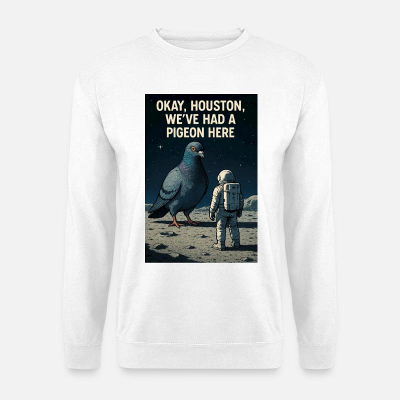 Astronaut Mondtaube Kunst - Bizarrer Weltraum Humor - Unisex Pullover - Weiß