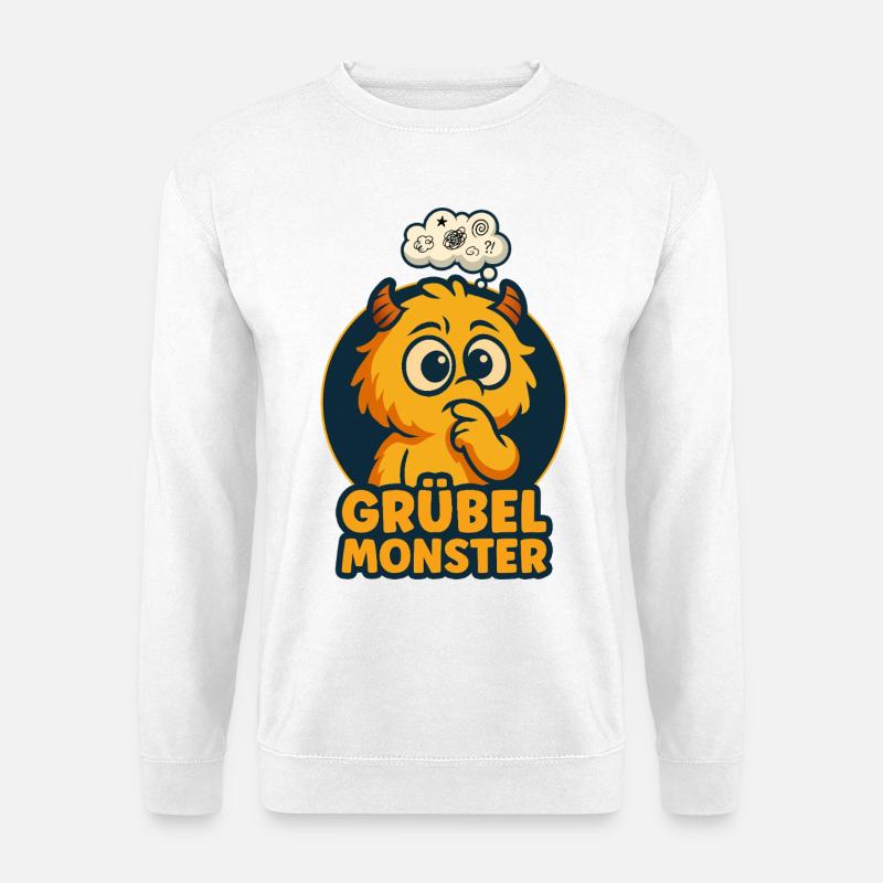 Grübelmonster – süß, nachdenklich & lustig - Unisex Pullover - Weiß