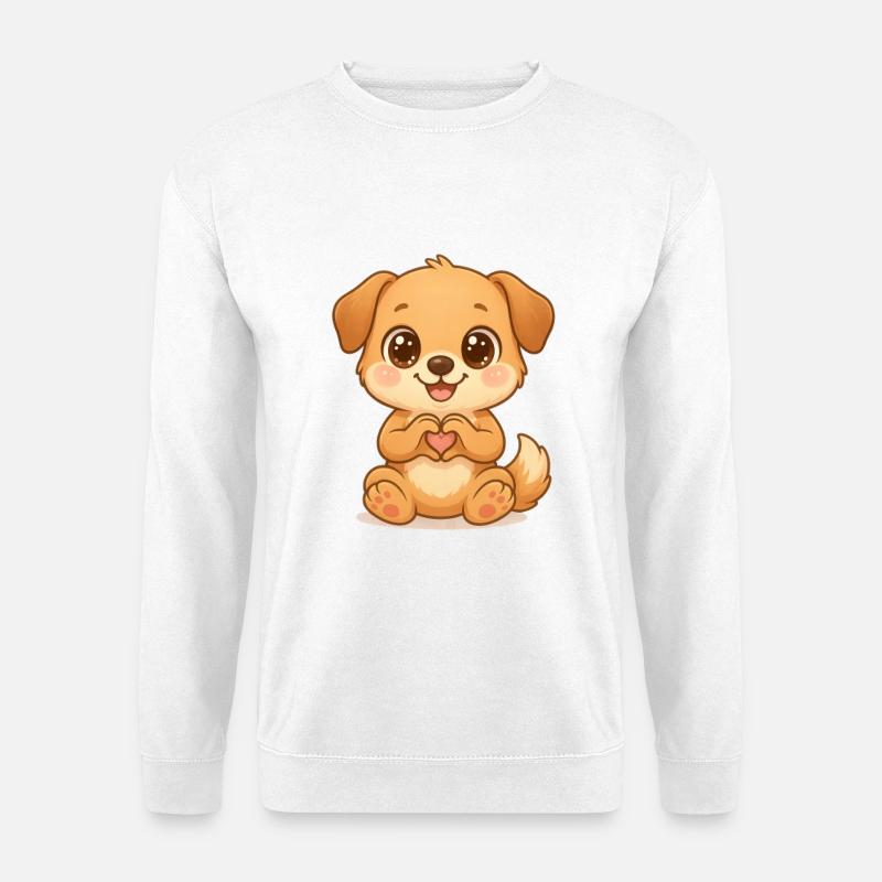 Süßer Hund mit Herzhänden - Unisex Pullover - Weiß