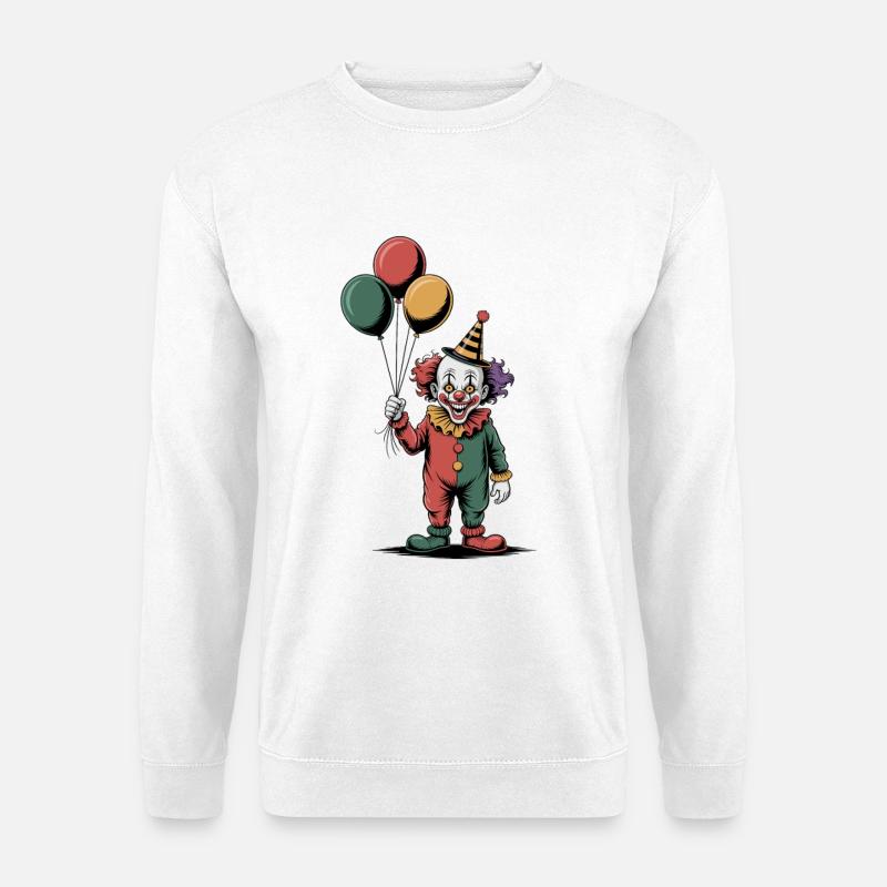 Gruseliger Clown mit Ballons - Unisex Pullover - Weiß