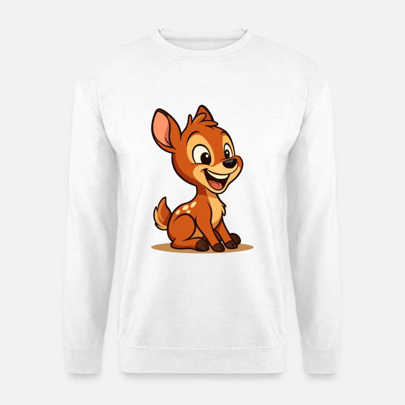 Rehkitz – Niedliches Cartoon Waldtier  - Unisex Pullover - Weiß