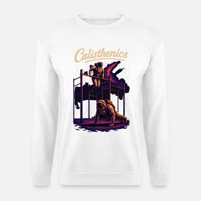 Calisthenics Astronauten Dips Liegestütze Geschenk - Unisex Pullover - Weiß