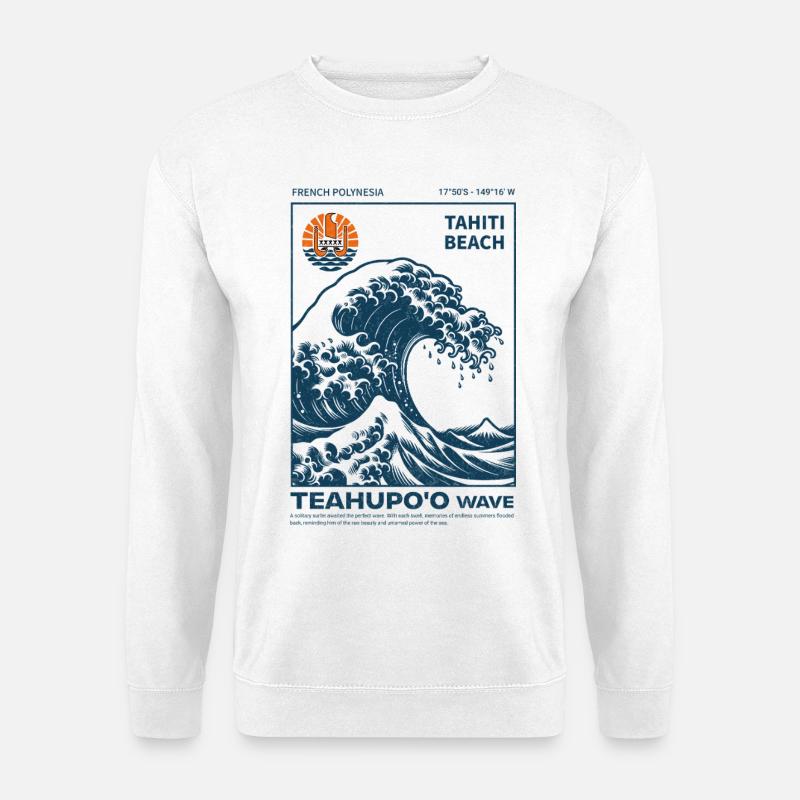 Teahupo'o Tahiti Blaue Welle - Unisex Pullover - Weiß