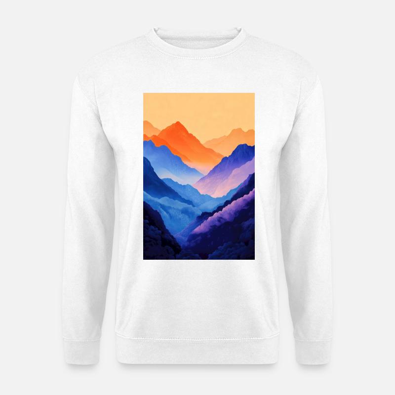 Illustration einer Gebirgslandschaft - Unisex Pullover - Weiß