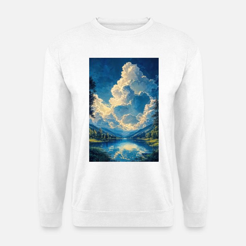 Illustration einer Naturlandschaft - Unisex Pullover - Weiß