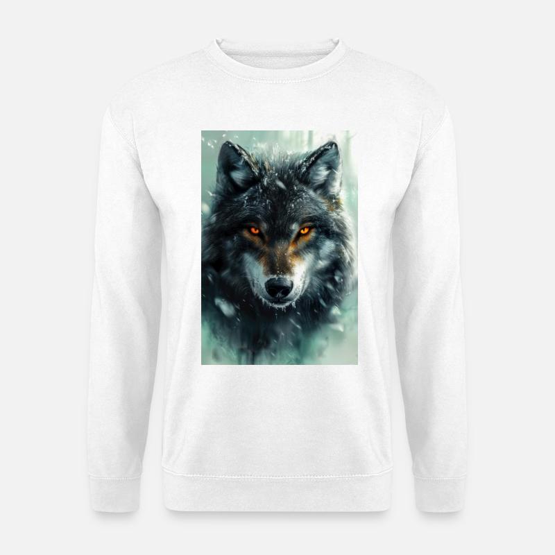 Illustration eines Wolfes - Unisex Pullover - Weiß
