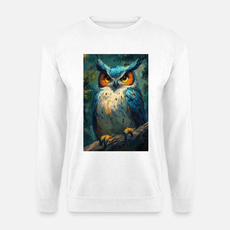 Illustration einer Eule - Unisex Pullover - Weiß